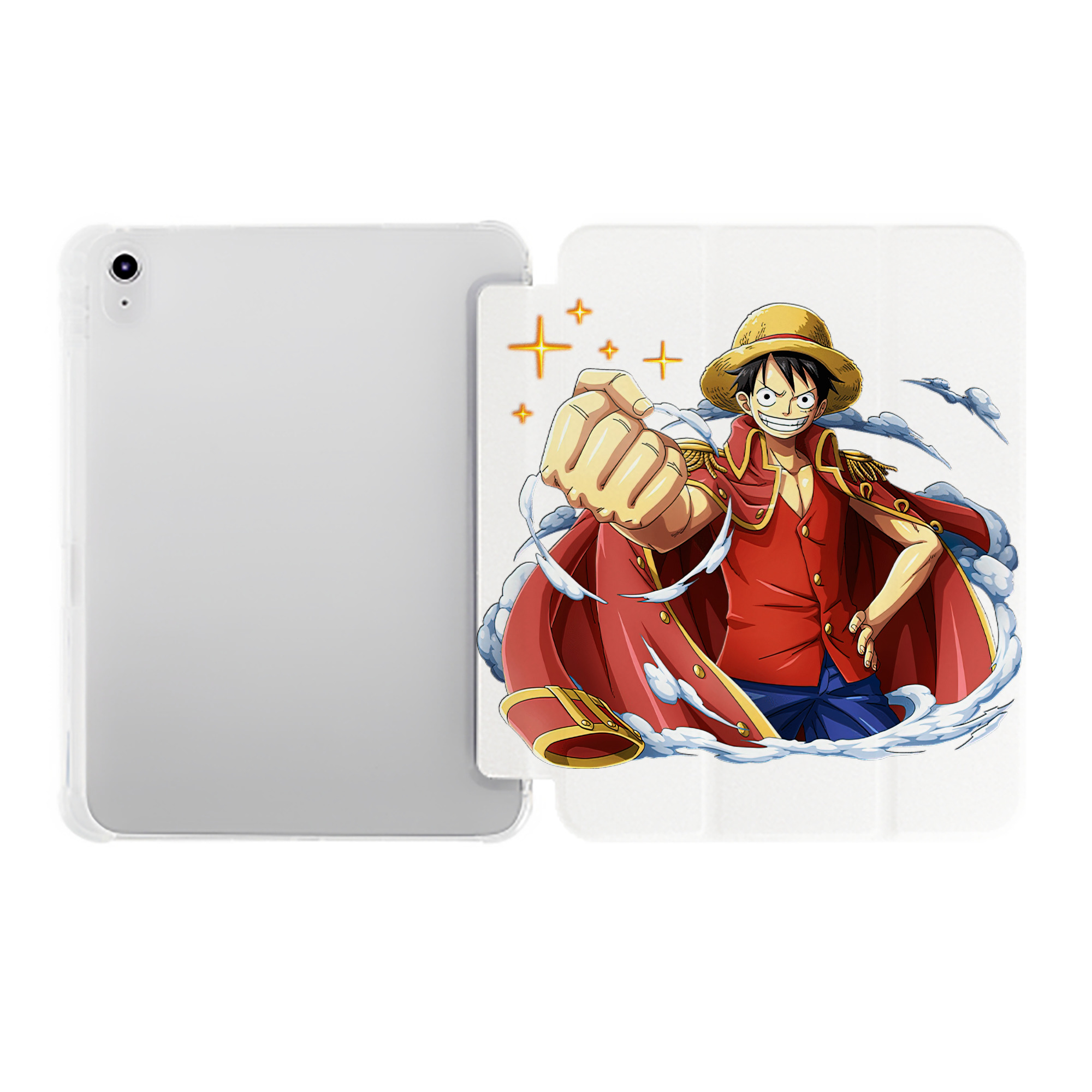（画像用） ワンピース モンキー・D・ルフィ ONE PIECE Monkey D. Luffy IPad ケース ペン収納付き 三つ折りスタンド PUレザー×シリコン 対応機種9.5/10.5/10.9インチ